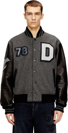 Diesel Varsity jacket in wool and leather - Leather jackets - Man - Multicolor