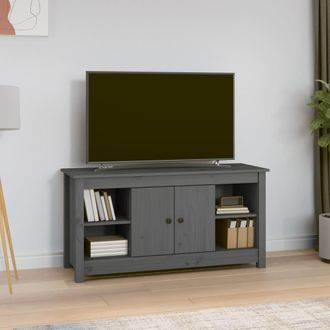 vidaXL Vidaxl - Mueble De Tv De Madera Maciza De Pino Gris 103x36,5x52 Cm