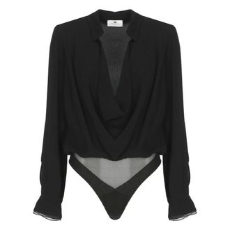 Elisabetta Franchi Body, female, Black, Size: XS Bodysuit in georgette