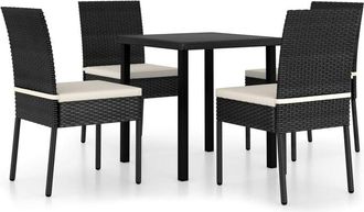 vidaXL Vidaxl - Conjunto De Comedor De Jard&iacute;n 5 Piezas Rat&aacute;n Sint&eacute;tico Negro