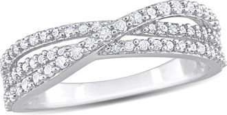 Mimi & Max 1/2ct TW Diamond Crossover Ring Sterling Silver