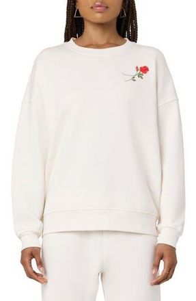 Florence By Mills Cozy Crush Forever Embroidered Oversize Sweatshirt in Jet Str Rose at Nordstrom Rack, Size X-Large