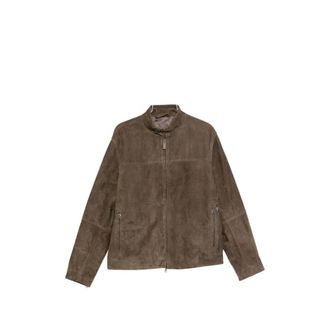 Brioni Suede High-neck Jacket