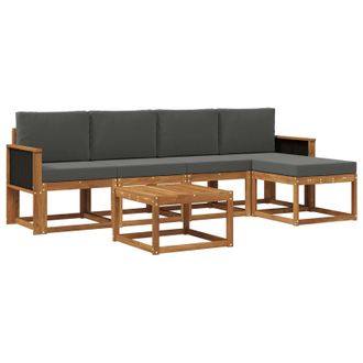 vidaXL Conjunto De Sof&aacute;s De Exterior 6 Pcs Natural Y Antracita Vidaxl