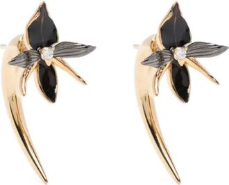 Shaun Leane Oorbellen met zwarte orchidee en diamant - Goud