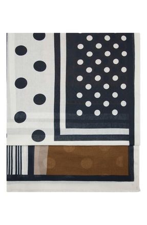 Mango Eyelash Fringe Print Scarf in Brown at Nordstrom