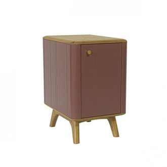 Robin des Bois Mesita de noche estilo contempor&aacute;neo en roble, 1 puerta rose saumon