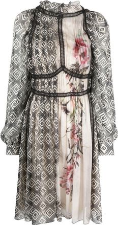 Alberta Ferretti geometric-print satin dress - women - Silk/Polyamide/Polyamide/Modal/Acetate/Spandex/Elastane/Spandex/Elastane/Silk - 40 - Black