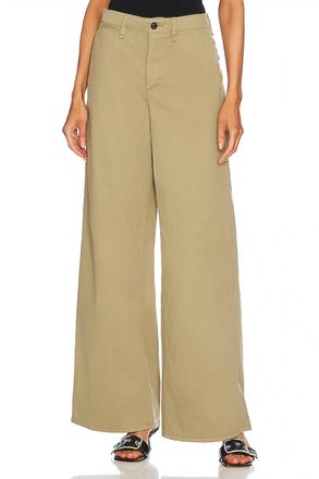 Rag & Bone Sofie Wide Leg Chino Trousers In Khaki