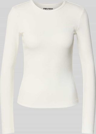 Review Longsleeve in Ripp-Optik mit Rundhalsausschnitt in Weiss, Größe M