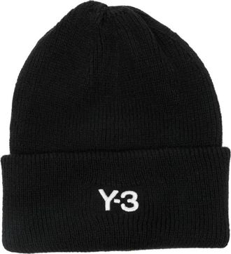 Yohji Yamamoto Black Logo Beanie Hat