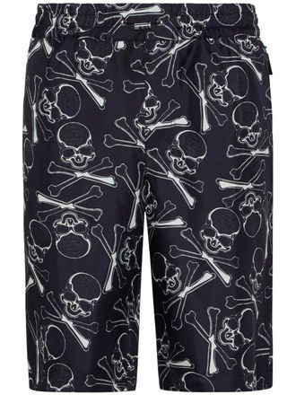 Philipp Plein Shorts con stampa Skull - Nero
