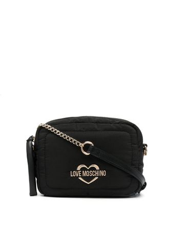 Love Moschino logo-plaque zip shoulder bag - women - Polyester - OS - Black