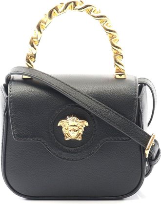 Versace La Medusa Leather Handbag Black
