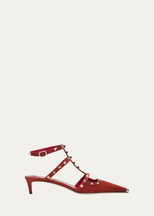 Valentino Garavani 40mm Rockstud Suede Pumps