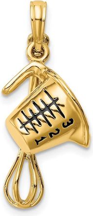 Diamond2Deal 14k Yellow Gold 3-D Black Enameled Measuring Cup Whisk Pendant