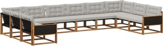 vidaXL Conjunto De Sof&aacute;s De Exterior 10 Uds. Natural Y Gris Claro Vidaxl