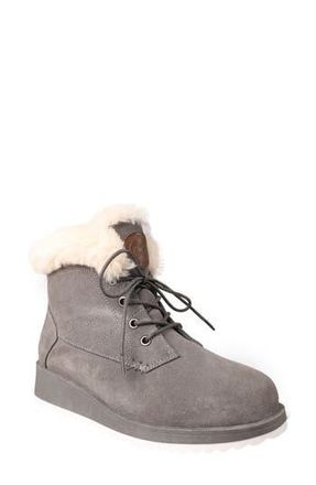 Lamofootwear Demi Faux Shearling Wedge Bootie in Charcoal at Nordstrom Rack, Size 11
