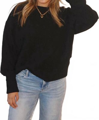 Olivaceous Leslie Crew Long Sleeve Sweater In Black
