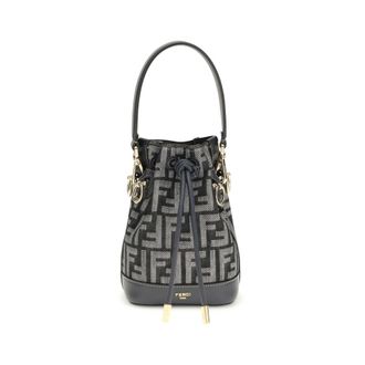 Fendi Mon Tresor Denim-Effect Ff Jacquard Mini Bucket Bag