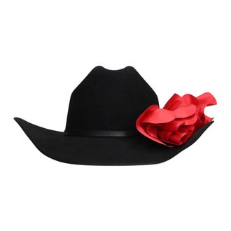 Willy Chavarria Accessoires, Heren, Zwart, ONE Size, Wol, Flower Hat