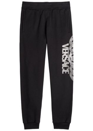 Versace Logo-printed Cotton Sweatpants - Black - M