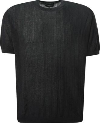 Emporio Armani Sweaters Zwart - Heren - Ronde hals truien - Zwart - S - Katoen - Truien & Vesten
