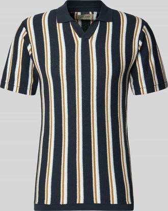 Blend Slim Fit Poloshirt mit V-Ausschnitt Modell AMOS in Marine, Gr&ouml;&szlig;e XXL