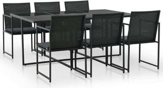 vidaXL Vidaxl - Set da Pranzo da Giardino 7 pz con Cuscini in Polyrattan Nero