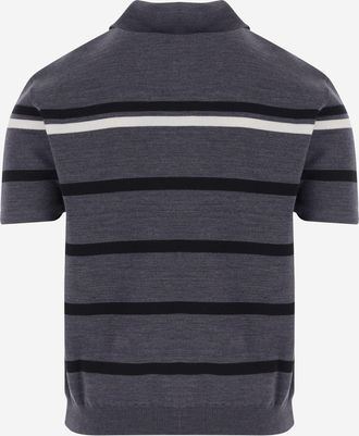 Gucci Striped Wool Blend Polo - Gray