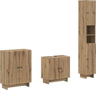 vidaXL Juego De Armarios De Ba&ntilde;o De 3 Piezas Ede Roble Artisan Vidaxl