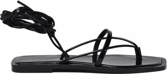 Philosophy di Lorenzo Serafini Black Glossy Lace-Up Patent Leather Sandals