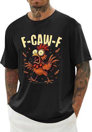 Generic Funny T Shirts for Men, F-CAW-F Mens T Shirt Funny Chicken Scream Shirts Novelty Rooster Graphic Design Tees Short Sleeve Crew Neck Tops Blouse Lightw