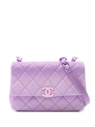 Chanel Borsa a spalla My Everything CC in pelle Caviar trapuntata con battente 2021-2025 - Viola