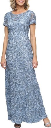 Alex Evenings Embellished Soutache A-Line Gown in Sky Blue at Nordstrom, Size 8P