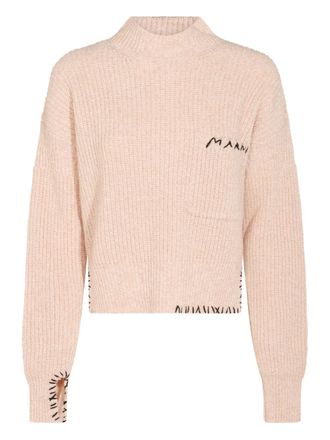Marni logo-embroidered sweater - women - Virgin Wool - 40 - Neutrals