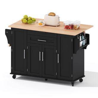 STILVORA Carrito De Cocina Con 4 Puertas, 2 Cajones, Estantes Ajustables Y Toallero, Para Cocina, 136 X 70 X 92 Cm