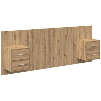 vidaXL Headboard with Cabinet 3 pcs Artisan Oak Engineered Wood vidaXL