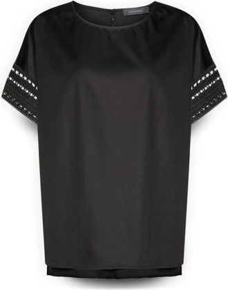 Elena Miro Blouse met kanten details - Dames - Blouses - Zwart - 3XL - Katoen - Overhemden