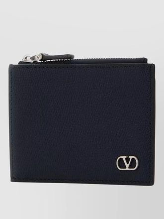 Valentino Garavani leather coin purse zip around metal logo