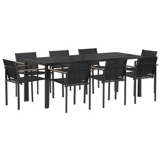 vidaXL Juego De Muebles De Exterior 9 Pcs Negro Y Antracita Textileno Vidaxl