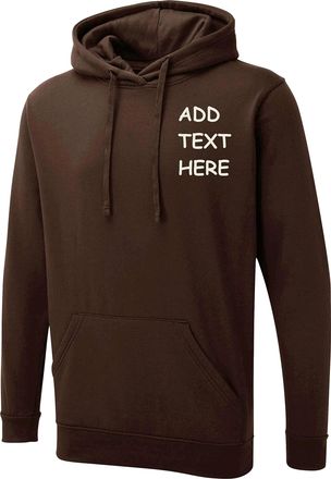 Generic Personalised embroidered Logo or text UX4 Unisex sweatshirt hoodie workwear From XS to 6XL(XXL, BROWN)