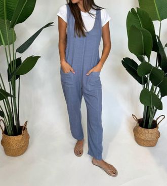 bobi Low Neck Overall With Pockets In Rainstorm