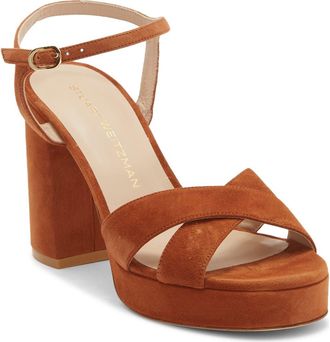 Stuart Weitzman Dayna Platform Sandal in Bridle Brown at Nordstrom Rack, Size 10.5