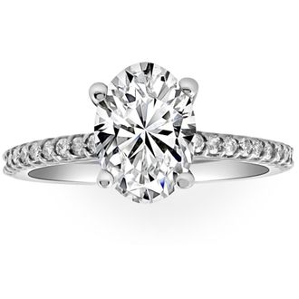 Pompeii3 2 1/2Ct Oval Lab Grown Diamond Engagement Ring in 14k White or Yellow Gold