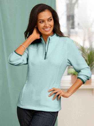 Casual Looks Fleeceshirt CASUAL LOOKS Fleece-Shirt, Damen, Gr. 36, gr&uuml;n (kalkmint), 100% Polyester, unifarben, Shirts Fleeceshirt