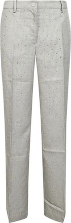 P.A.R.O.S.H. Pantalone Pied a Poule Strass - Dames - Straight fit broeken - Grijs - M - Wol - Broeken
