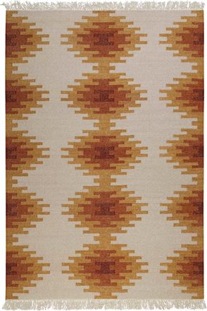 Green Looop Alfombra kilim de lana pura tejida a mano étnica con flecos 80x150