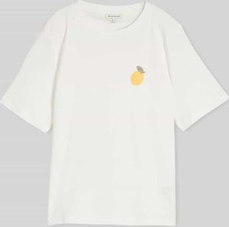 Tom Tailor Regular Fit T-Shirt aus reiner Baumwolle mit Stickerei in Offwhite, Gr&ouml;&szlig;e XXXL