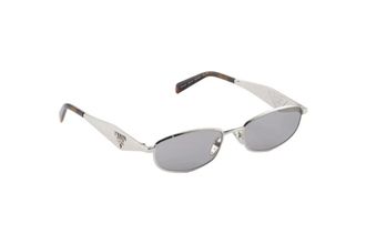 Prada SPRD51C055E1BC Metal Oval Frame Sunglasses - Gray